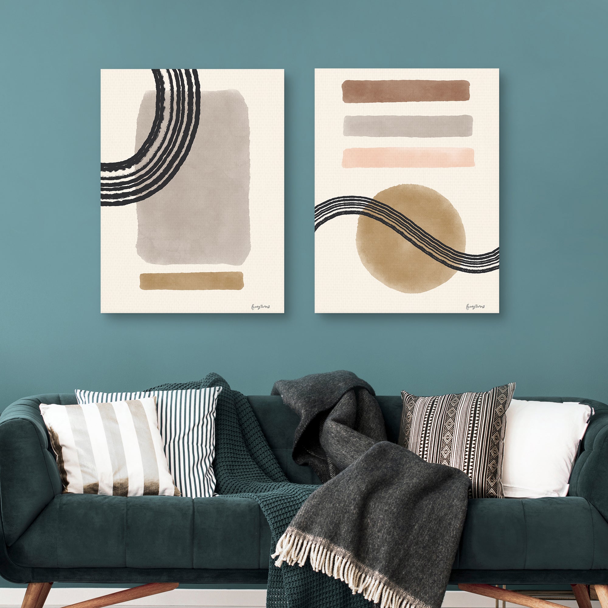 Geo Abstract II & IV Neutral Pink