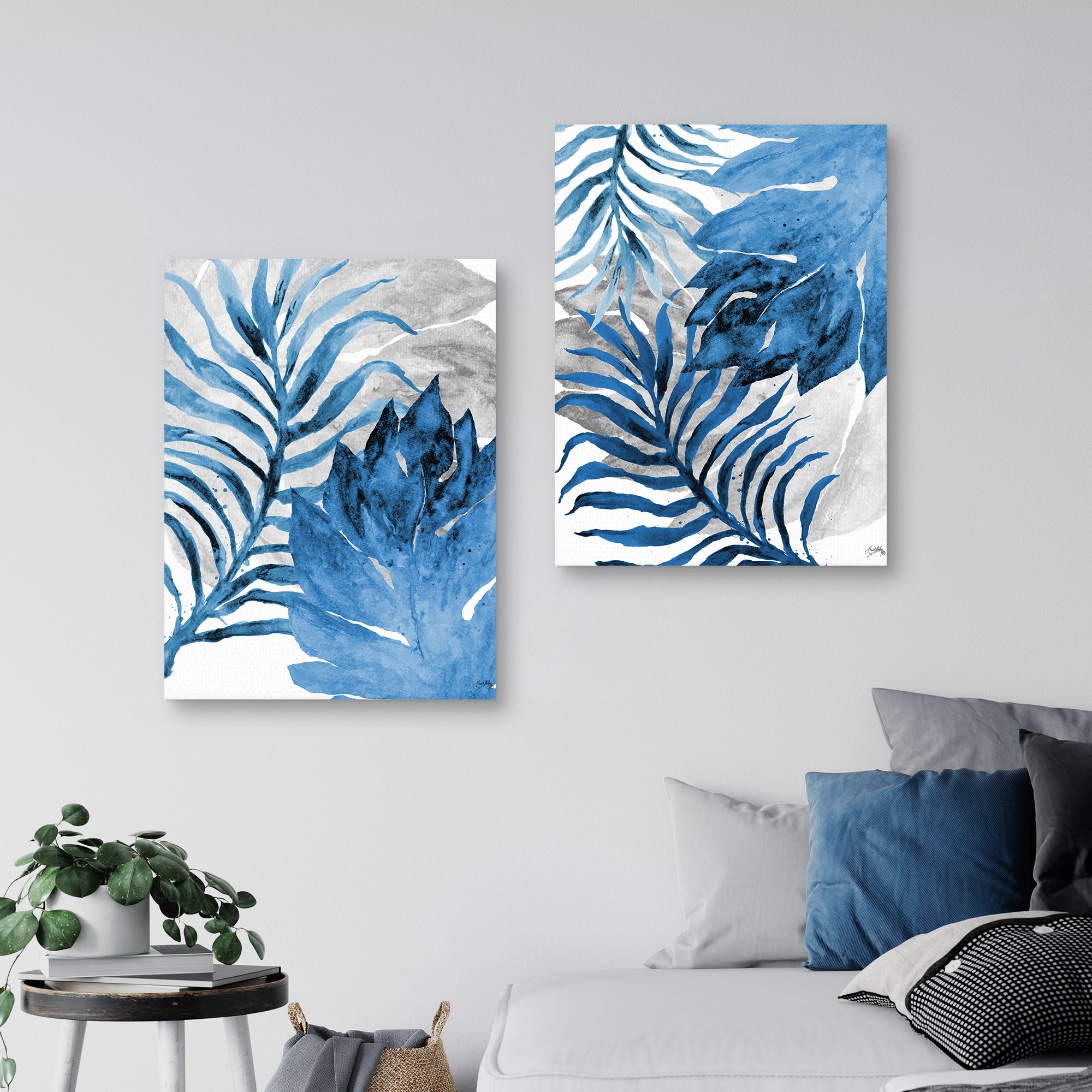 Blue Fern and Leaf I & II