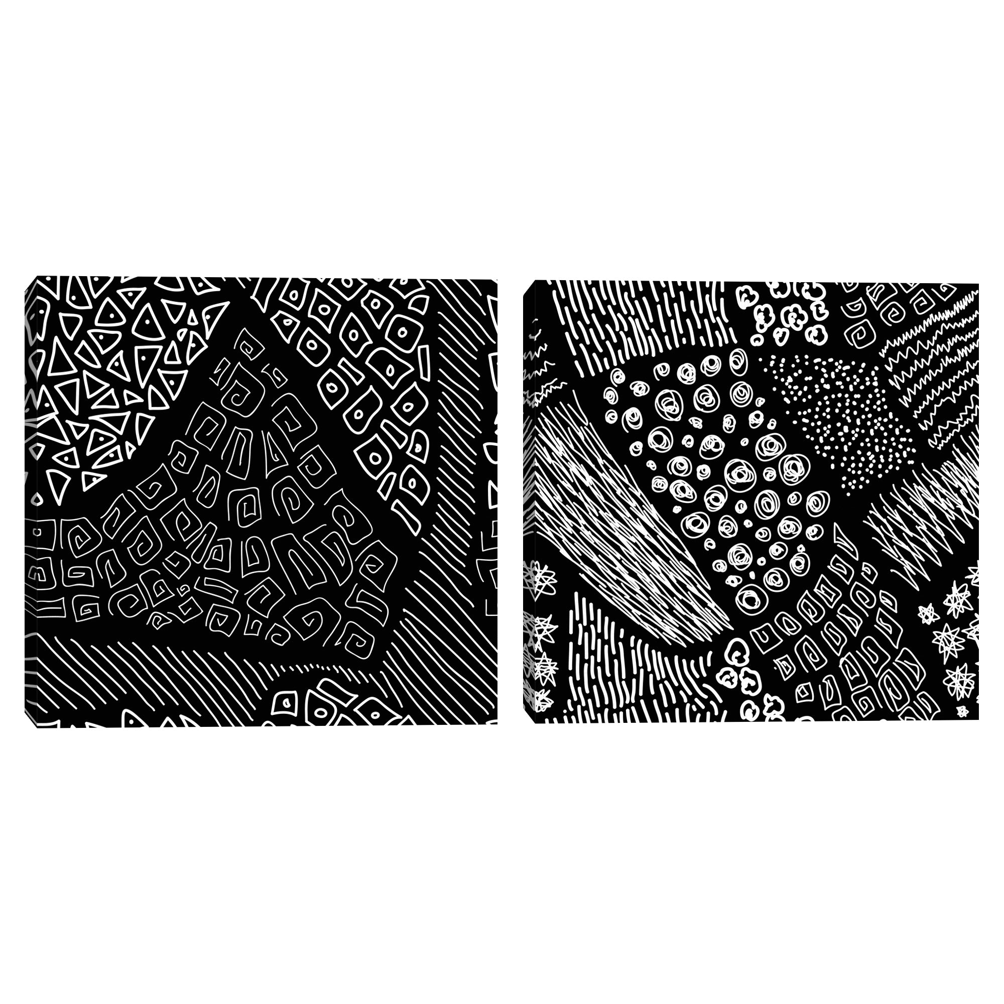 Hipsters Love Black & White on Black Line Doodles