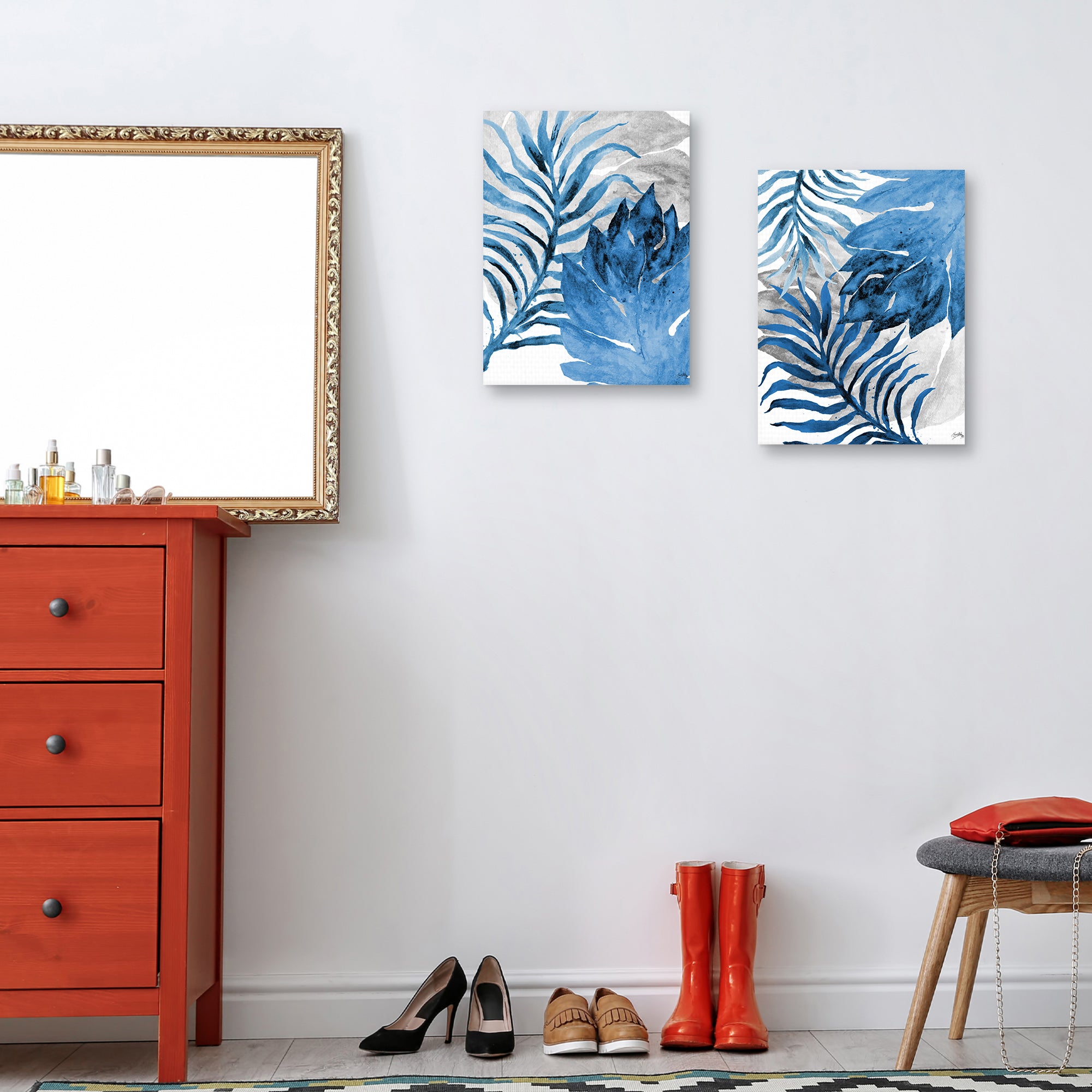 Blue Fern and Leaf I & II