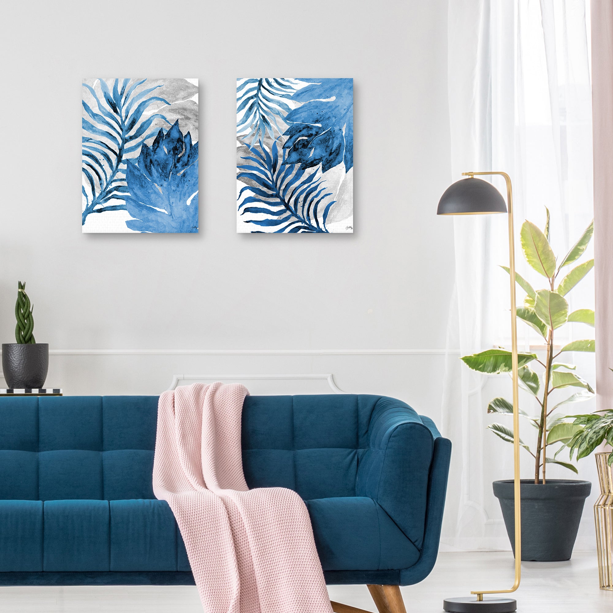 Blue Fern and Leaf I & II