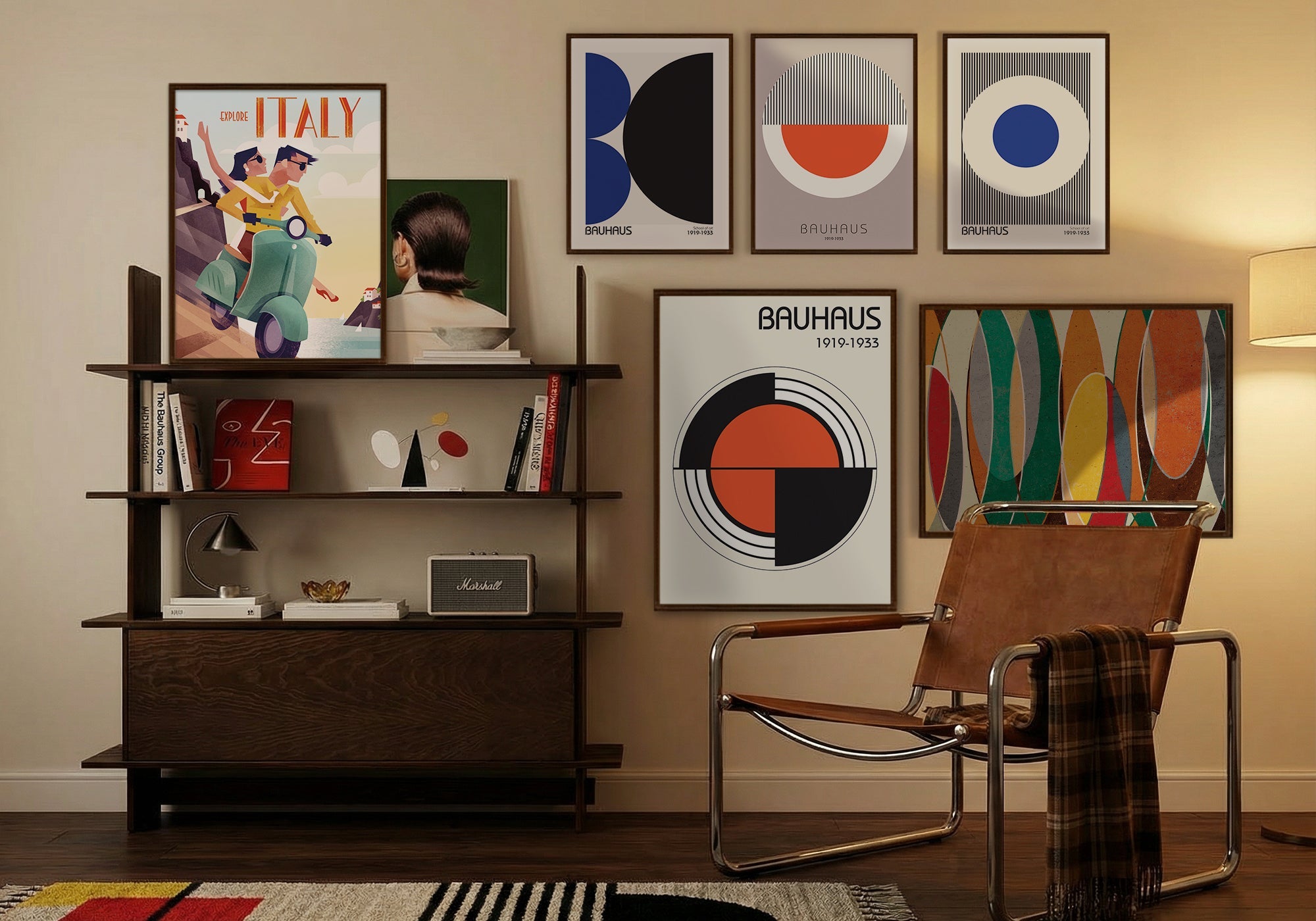 Retro and vintage wall art for man cave — curated collection styled with canvas prints
