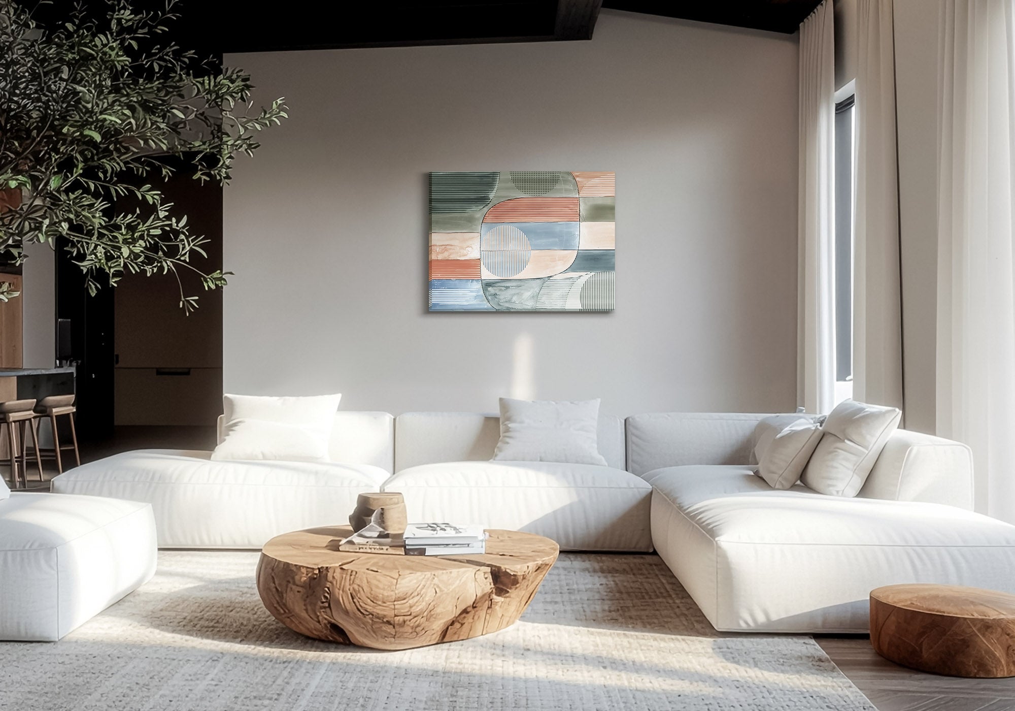Modern chic wall art for a family room - refined, contemporary canvas prints that look polished while keeping a shared room livable