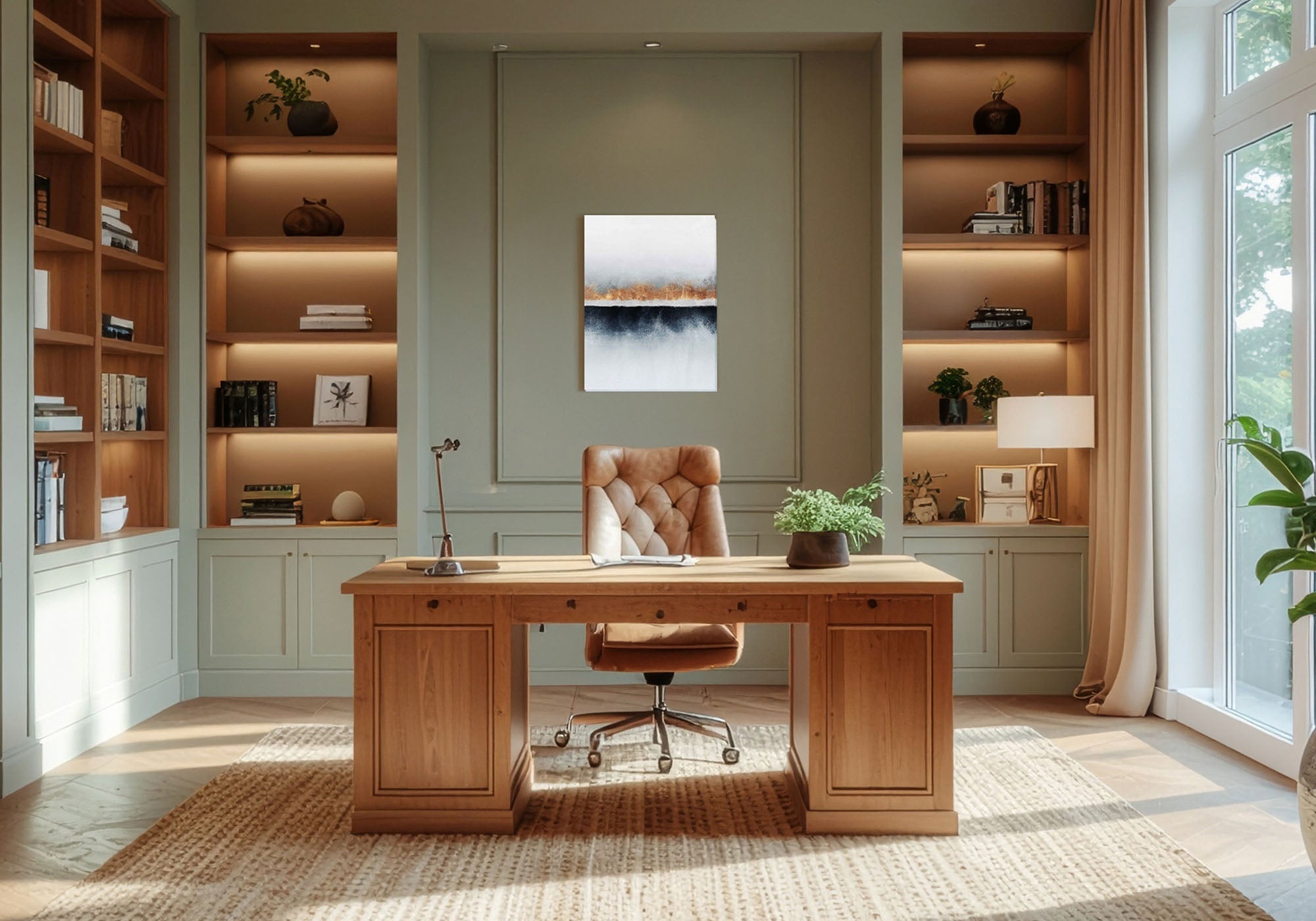 Modern Productivity home office wall art - structured canvas for organized work