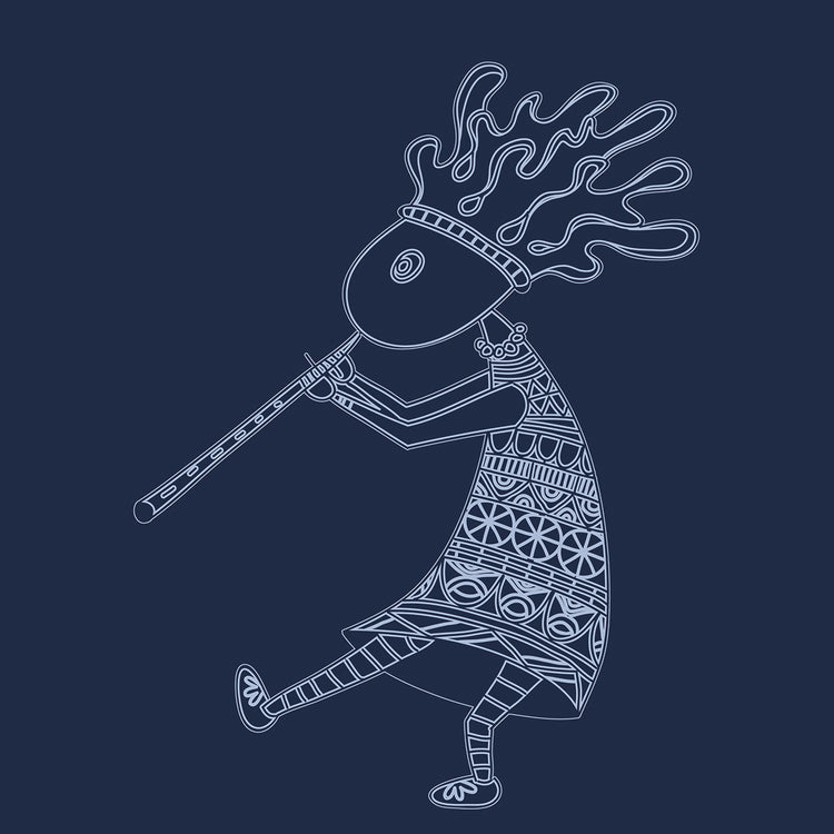 Cuadros en Lienzo Musical Kokopelli Azul