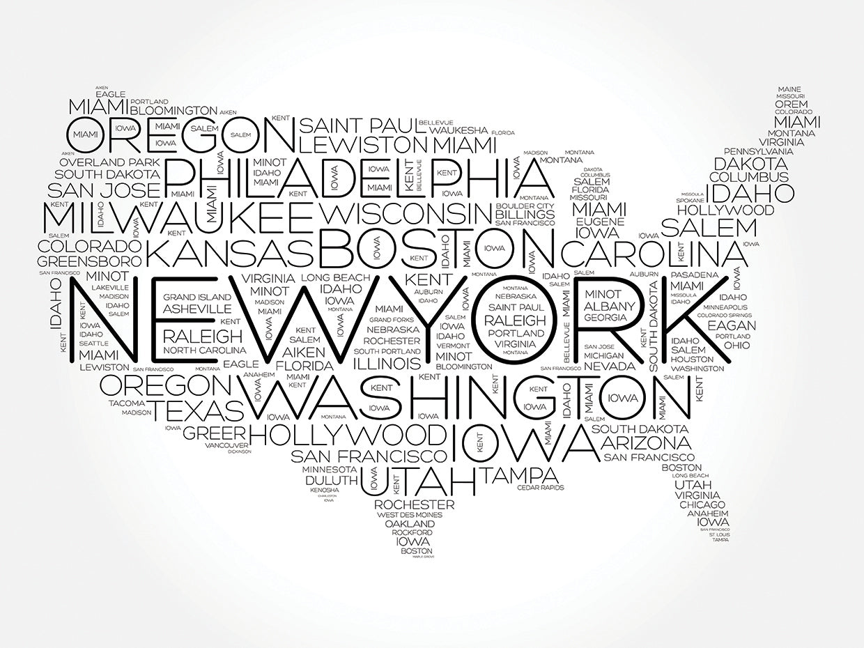 Big Cities Cloud US Maps