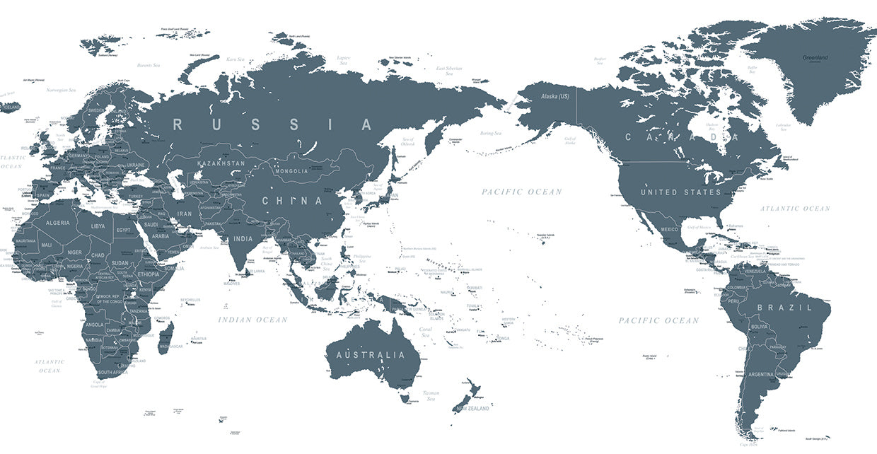 DP Gallery's World Geography Blue Map Canvas Art Prints | Fine Art Canvas