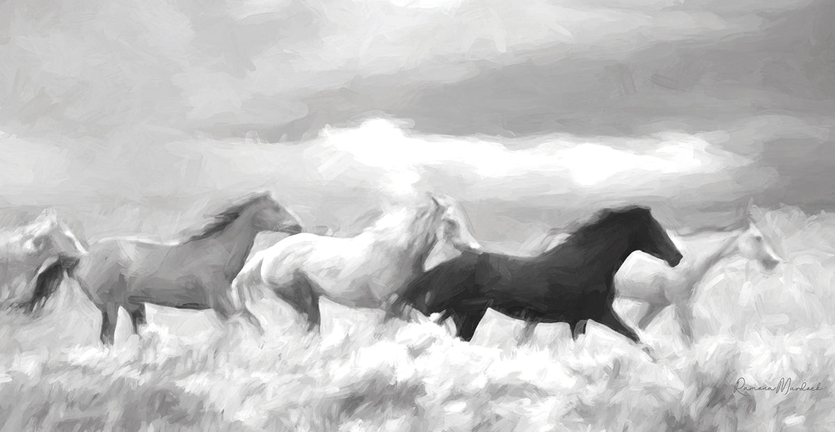 Mustang Herd I BW