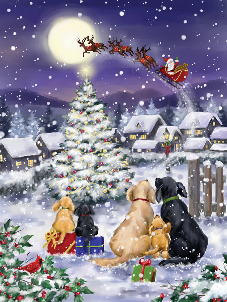 Dog's Family Watching Santa