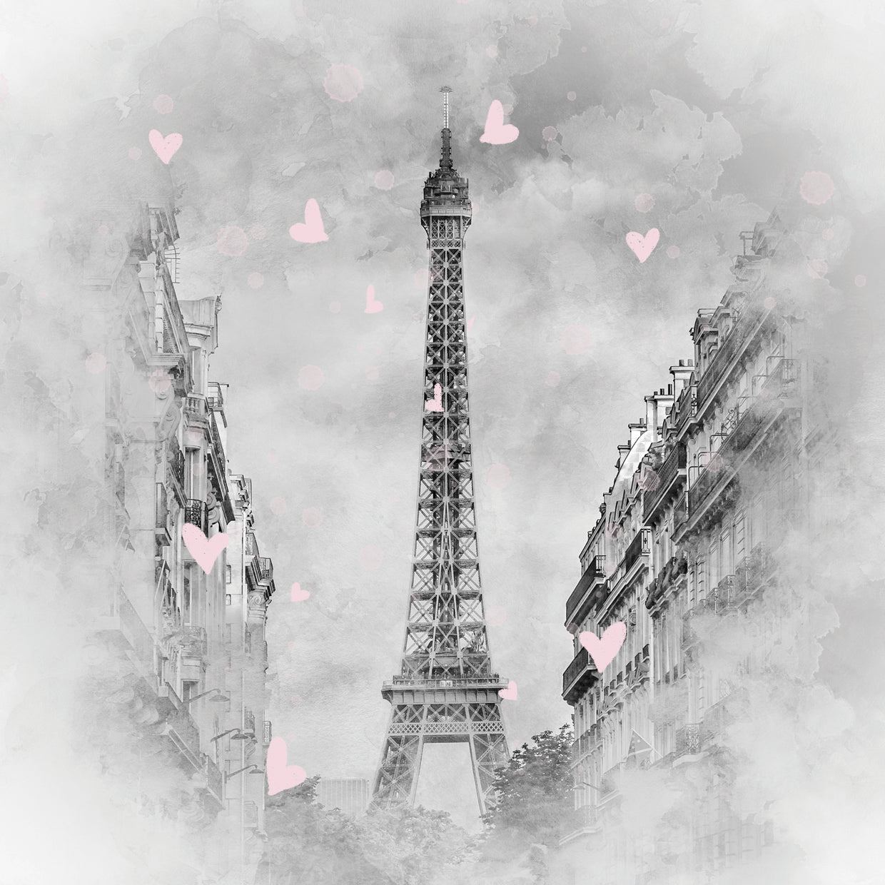 Eiffel Tower Paris with Hearts