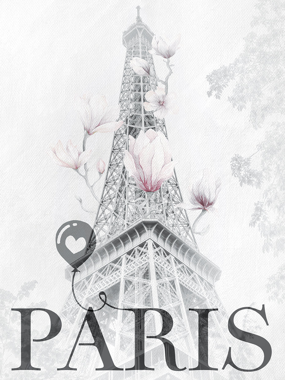 Paris Pink Blooms and Hearts III