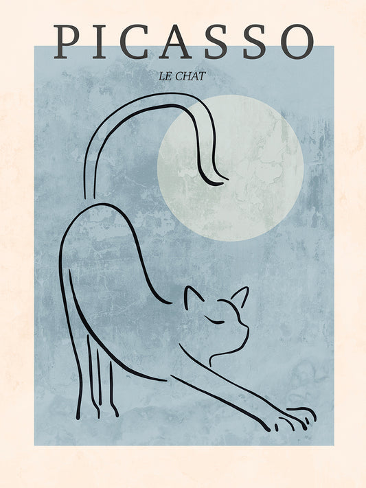 Picasso Blue Cat with Moon