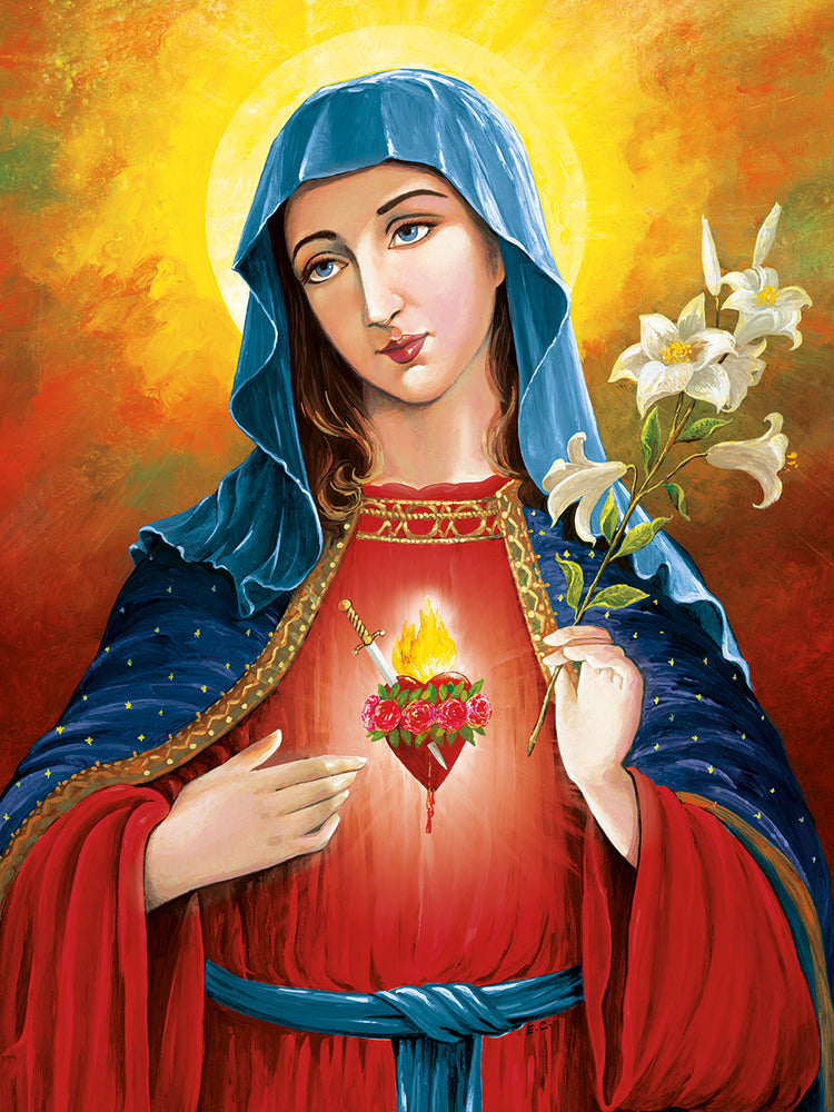 Immaculate Mary Heart and Lillies
