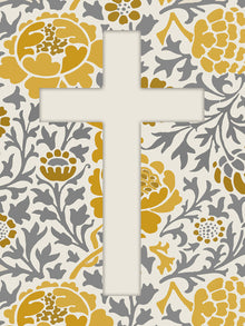 Floral Cross Yellow and Grey