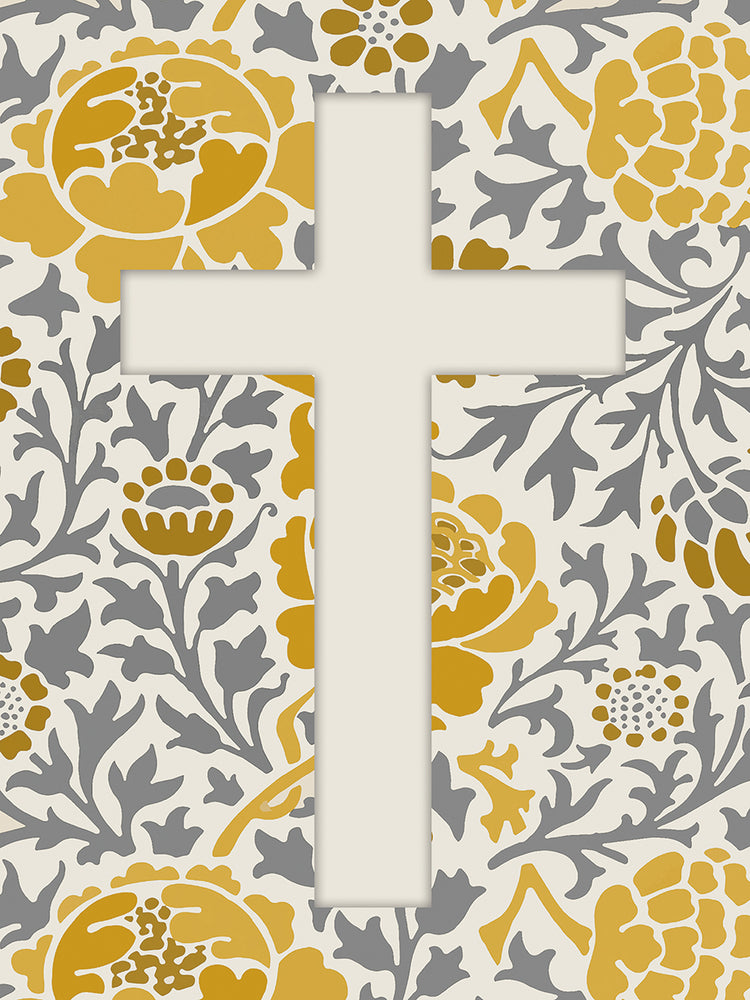 Floral Cross Yellow and Grey