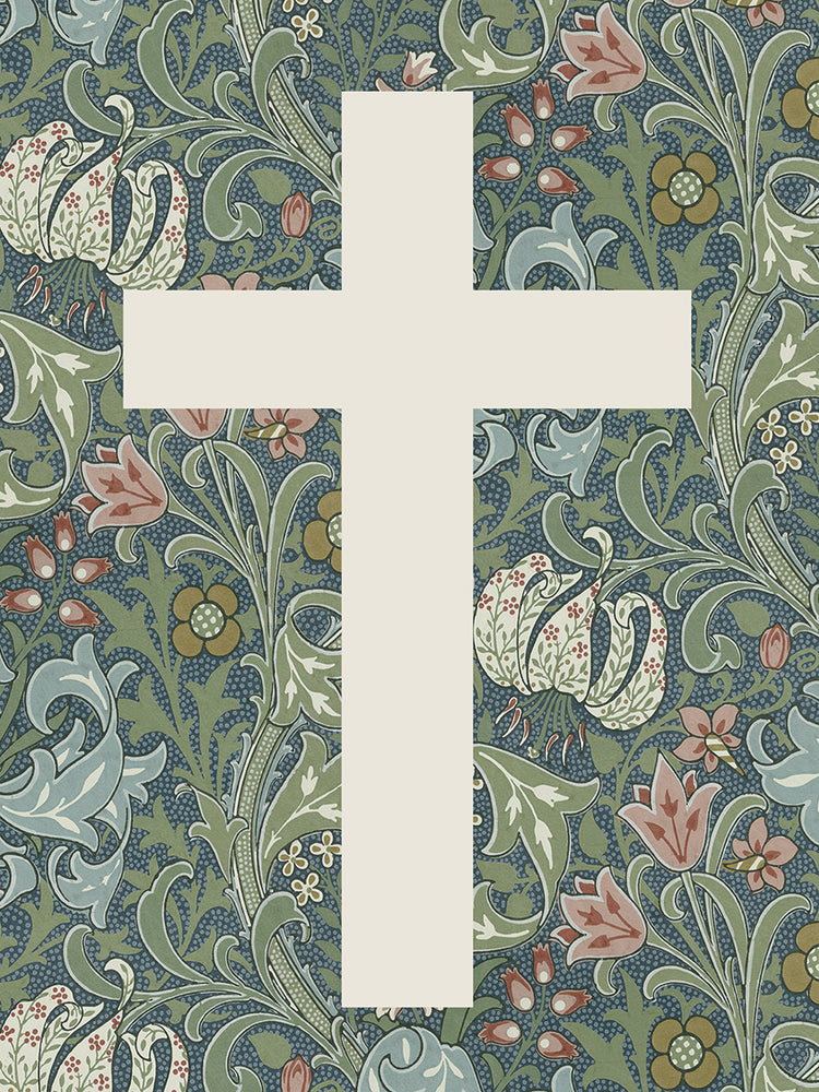 Floral Cross Green and Blue