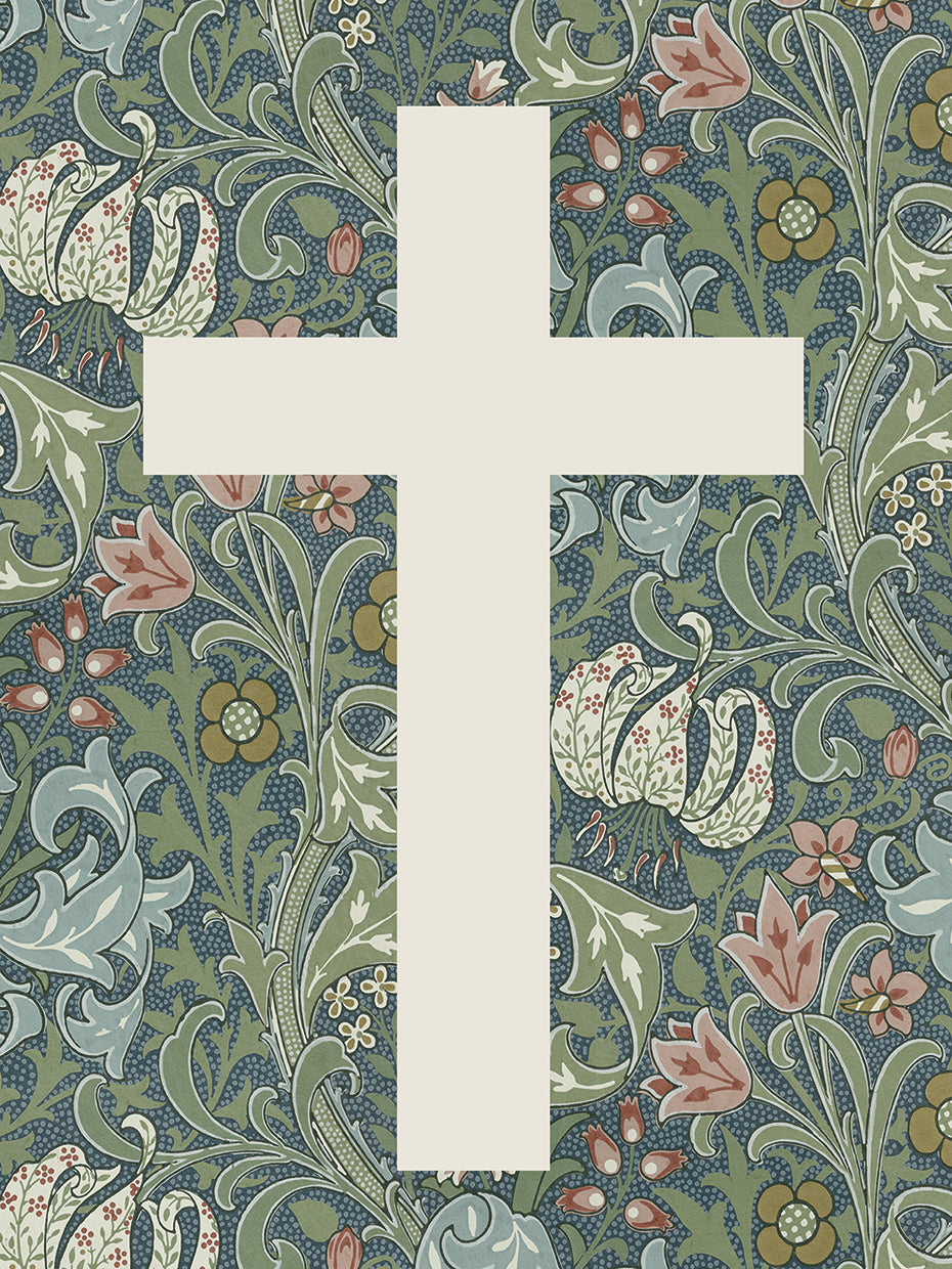 Floral Cross Green and Blue
