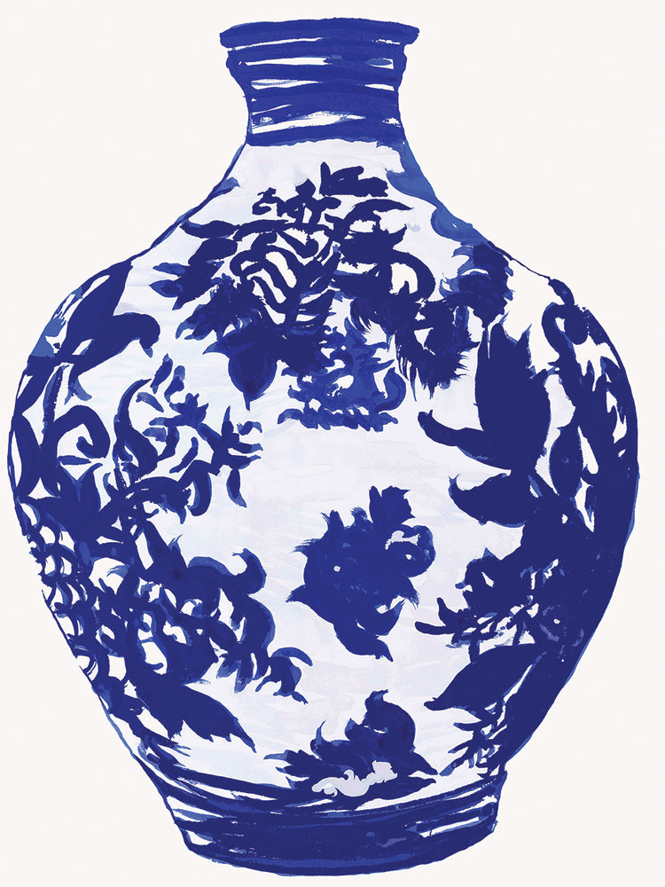 Blue Chinoiserie Willow Motif Vase III