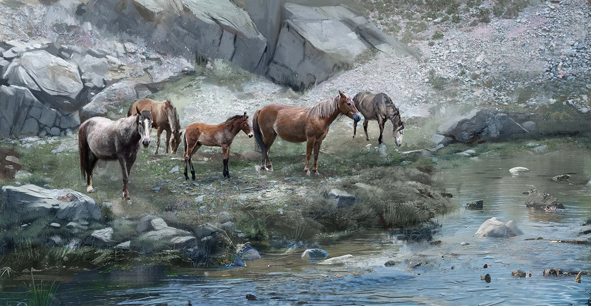 Horses by the Stream