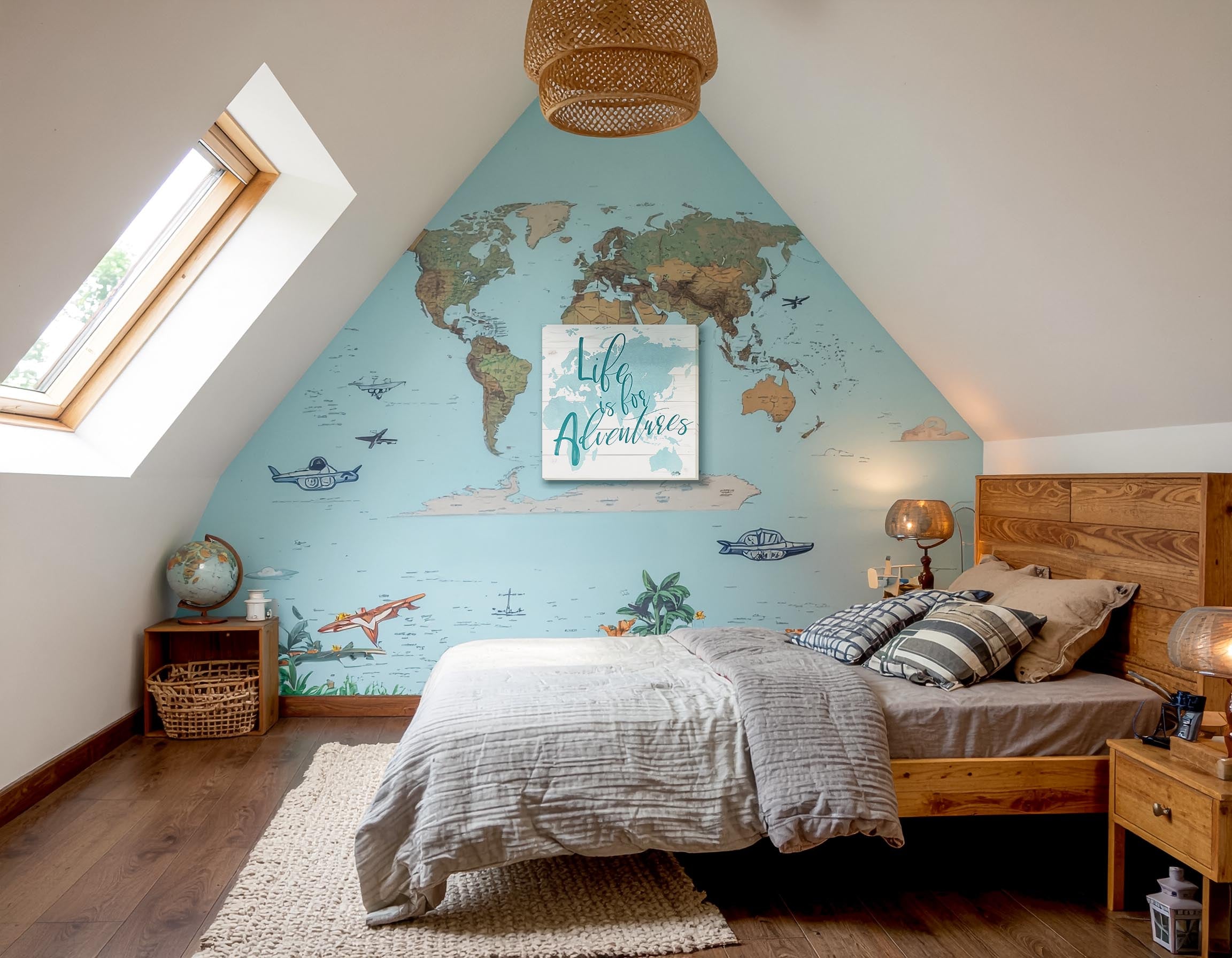 Adventure and imagination kids’ wall art with maps, mountains, and outdoor themes, from Fine Art Canvas