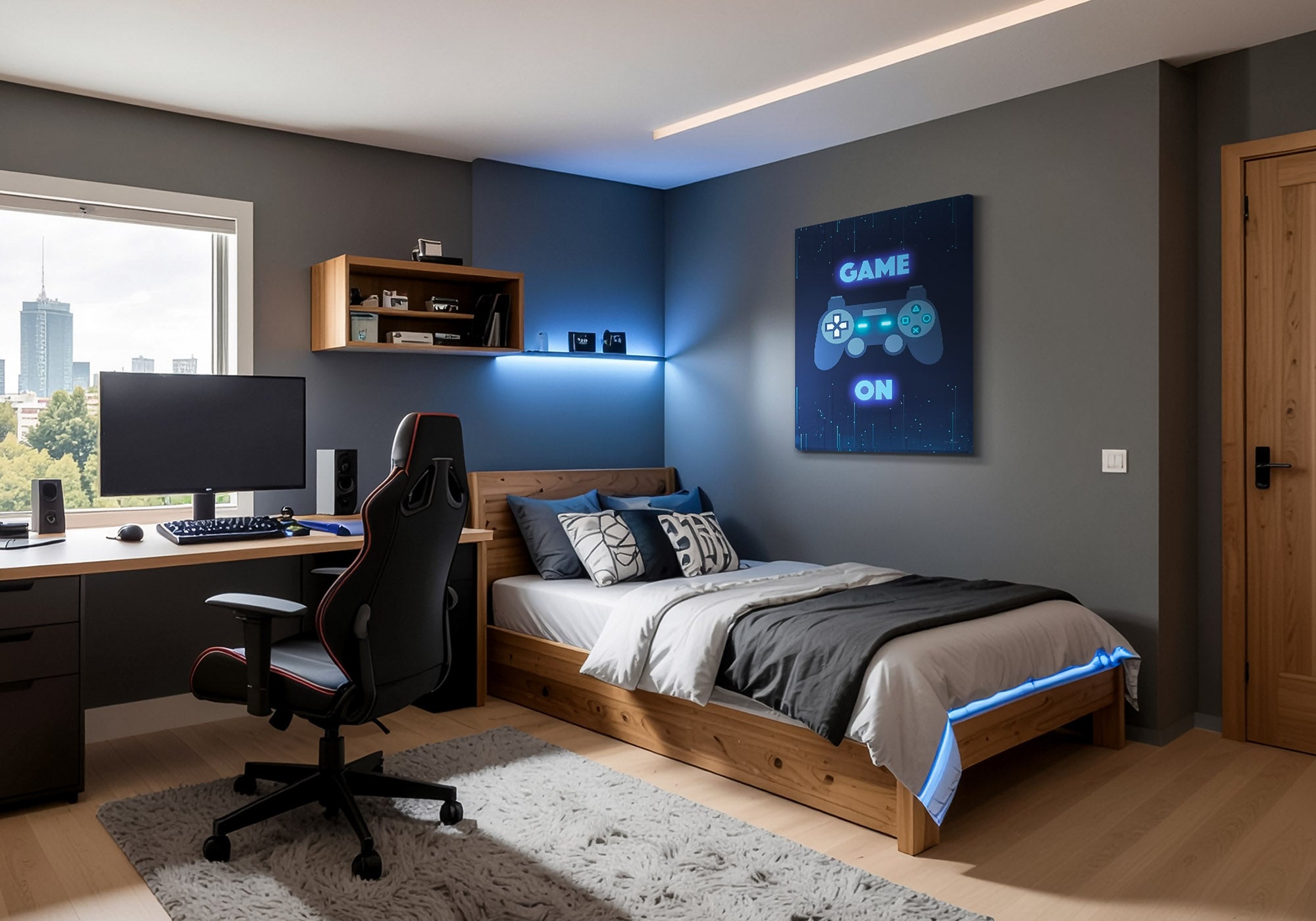 Boys’ bedroom wall art with bold design, adventure themes, and vibrant energy, from Fine Art Canvas