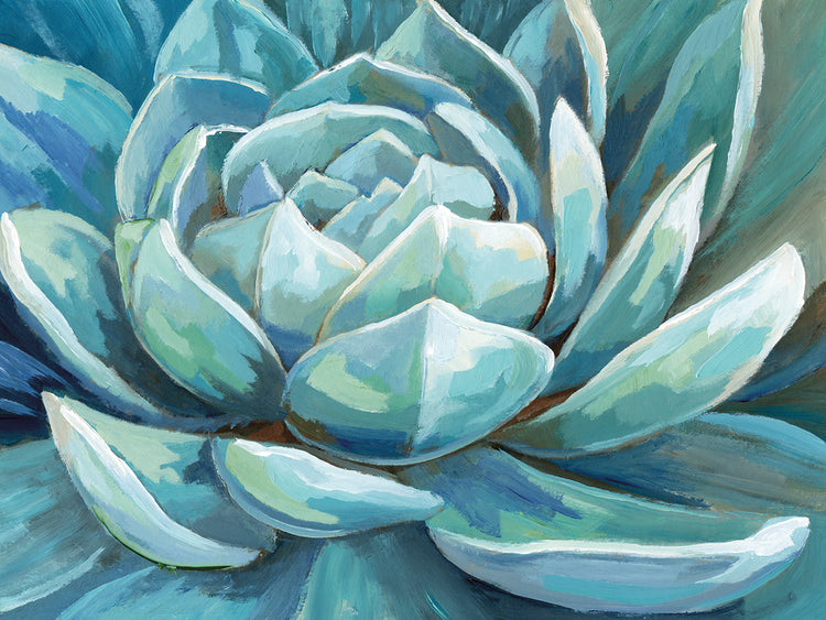 Cerulean Succulent by Nan - museum quality wall art work on large canvas & framed canvas prints
