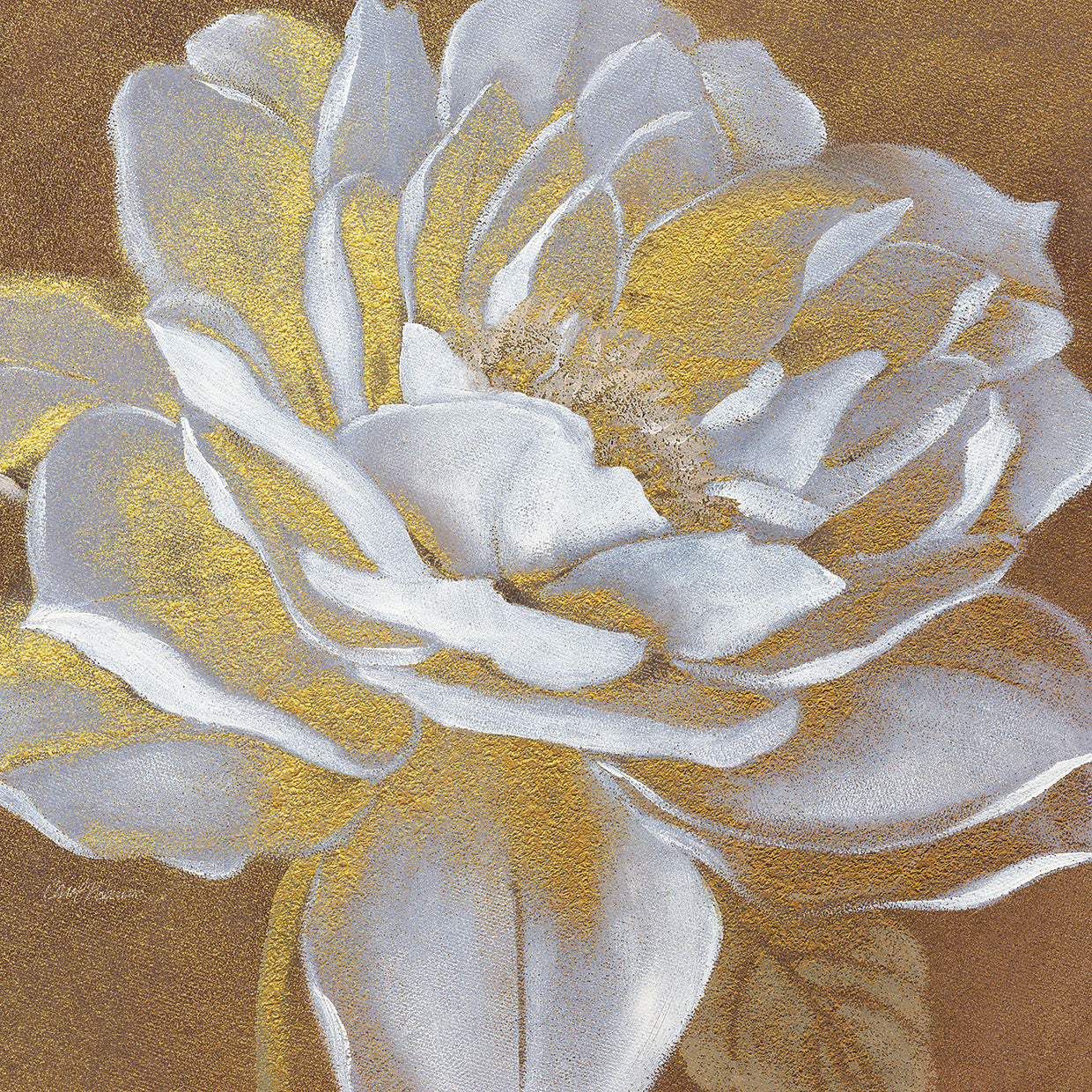 Golden Bloom I by Carol Robinson - larger sizes handcrafted wall art work on large canvas & framed canvas prints