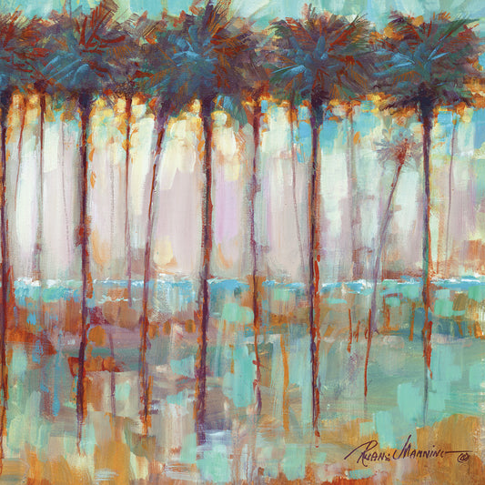 Palms at Dusk Square Canvas Art