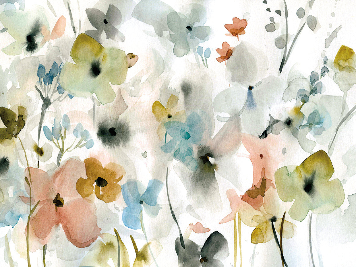 Garden Variety by Carol Robinson is a lively and vibrant modern watercolor flower painting printed on canvas or framed canvas