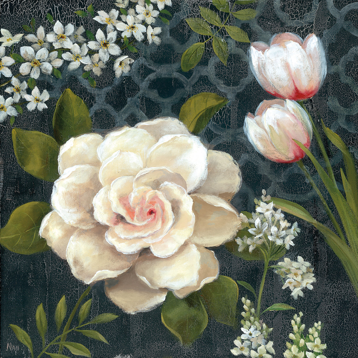 Midnight Garden I by Nan - handcrafted wall art work on large canvas & framed canvas prints, made to order