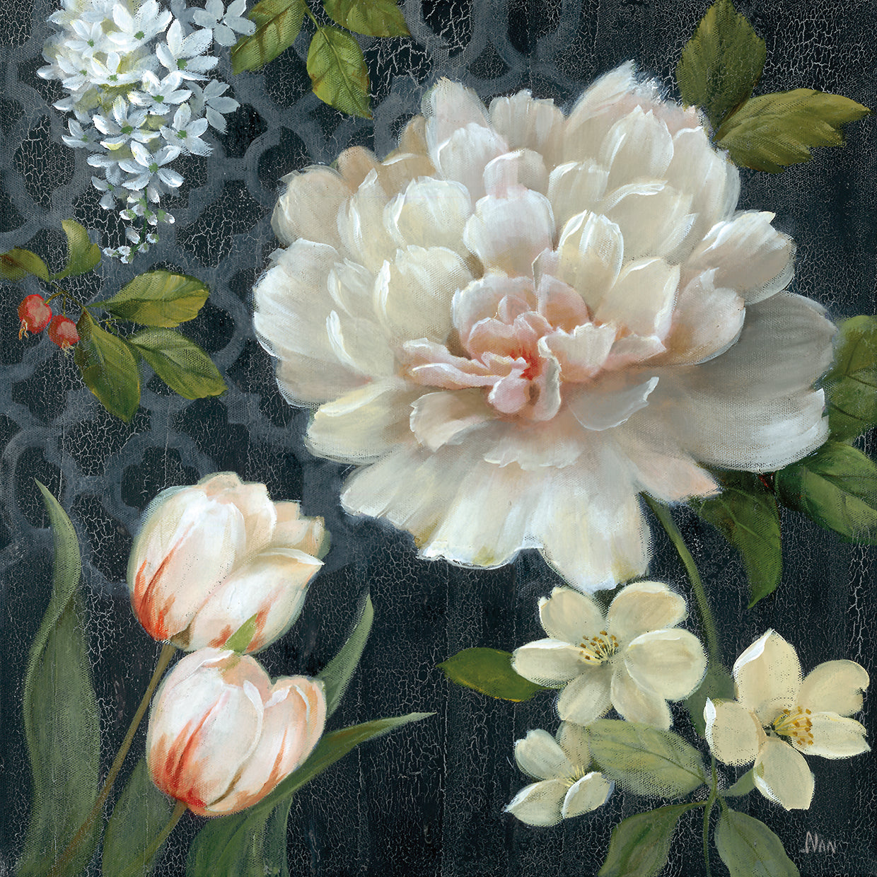 Midnight Garden II by Nan - larger sizes handcrafted wall art work on large canvas & framed canvas prints