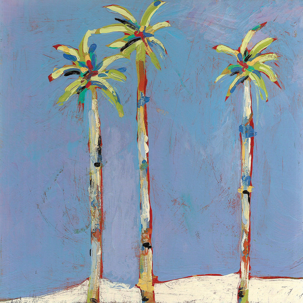 Three Palms by Jan Weiss - highest quality handcrafted wall art work on large canvas & framed canvas prints