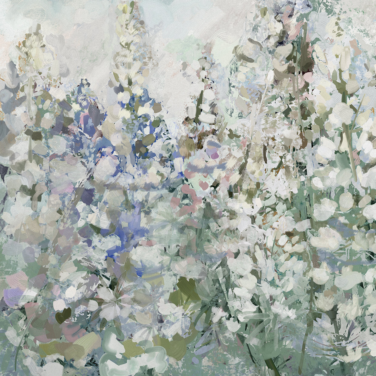 Belles Fleurs Square I by Studio Arts is a painterly and contemporary floral painting printed on canvas or framed canvas