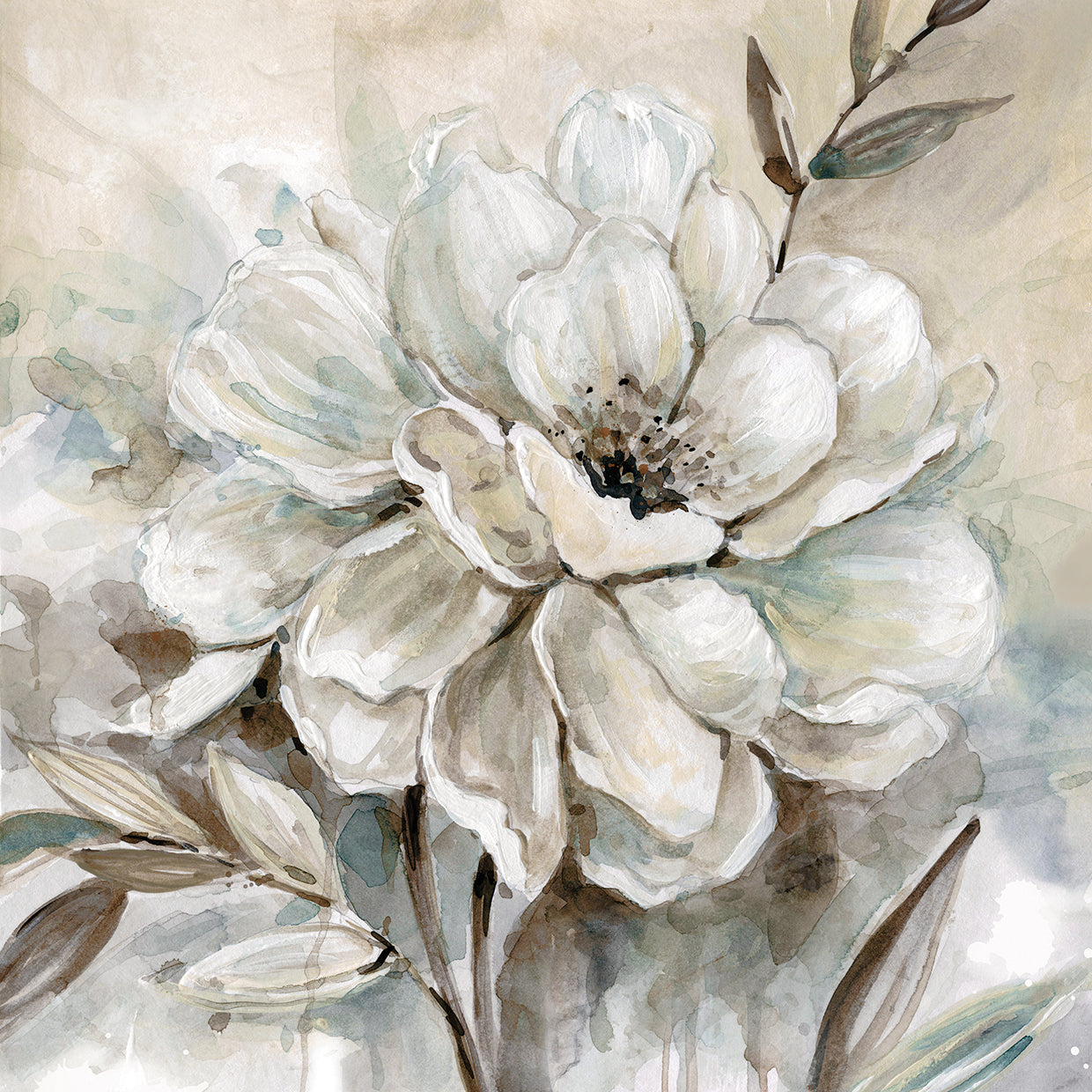 Neutral Bloom I by Carol Robinson - best quality handcrafted wall art work on large canvas & framed canvas prints