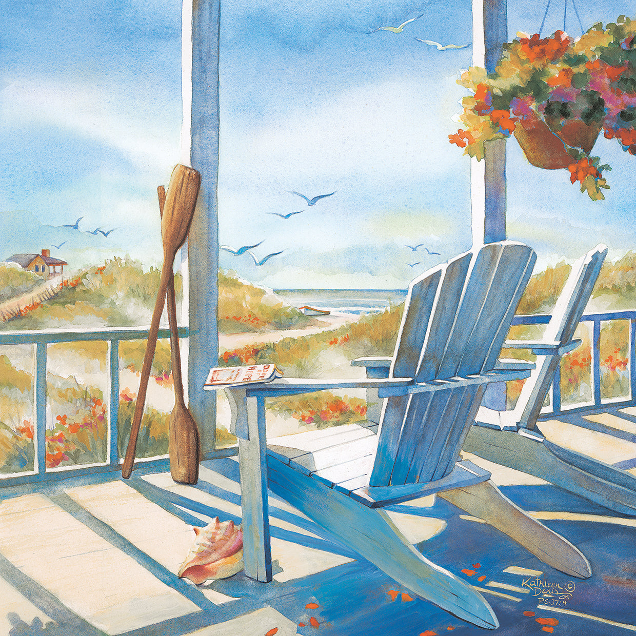 Summer Cottage by Kathleen Denis - handcrafted wall art work on large canvas & framed canvas prints, made to order