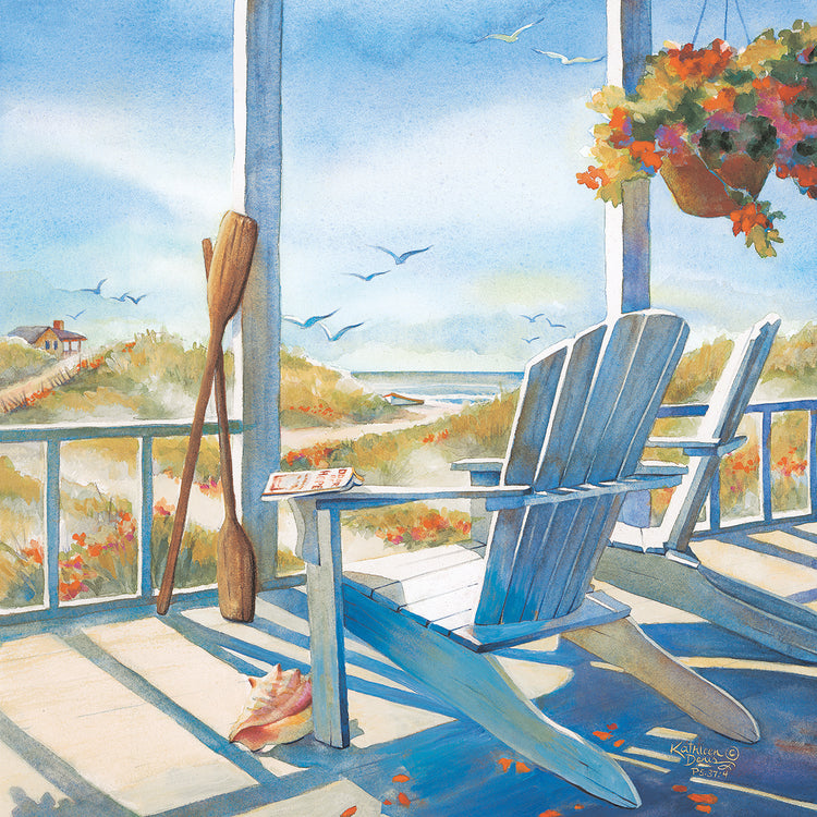 Summer Cottage by Kathleen Denis - handcrafted wall art work on large canvas & framed canvas prints, made to order