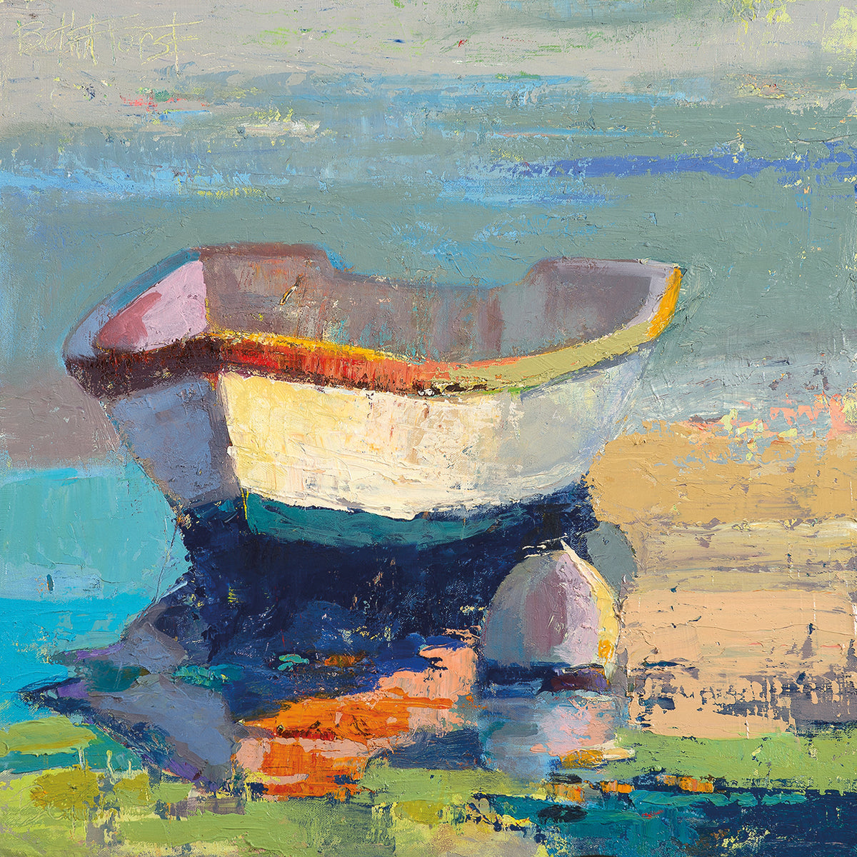 Bottle Green Boat Wall Art by Beth Forst | Fine Art Canvas
