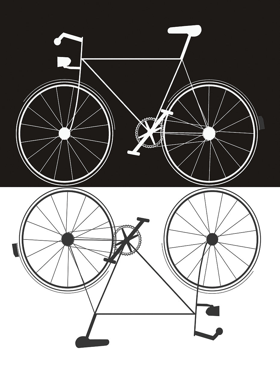 Two Bikes by Jan Weiss - museum quality wall art work on large canvas & framed canvas prints