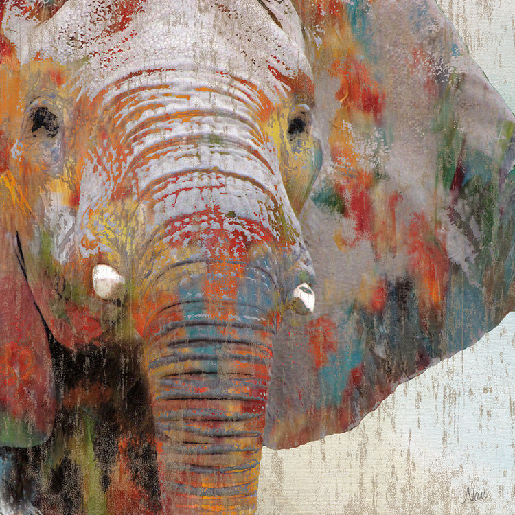 Paint Splash Elephant by Nan - larger sizes handcrafted wall art work on large canvas & framed canvas prints