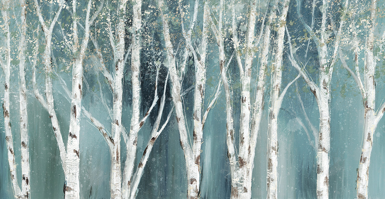 Birch on Blue Soft by Nan - lowest price wall art work on large canvas & framed canvas prints