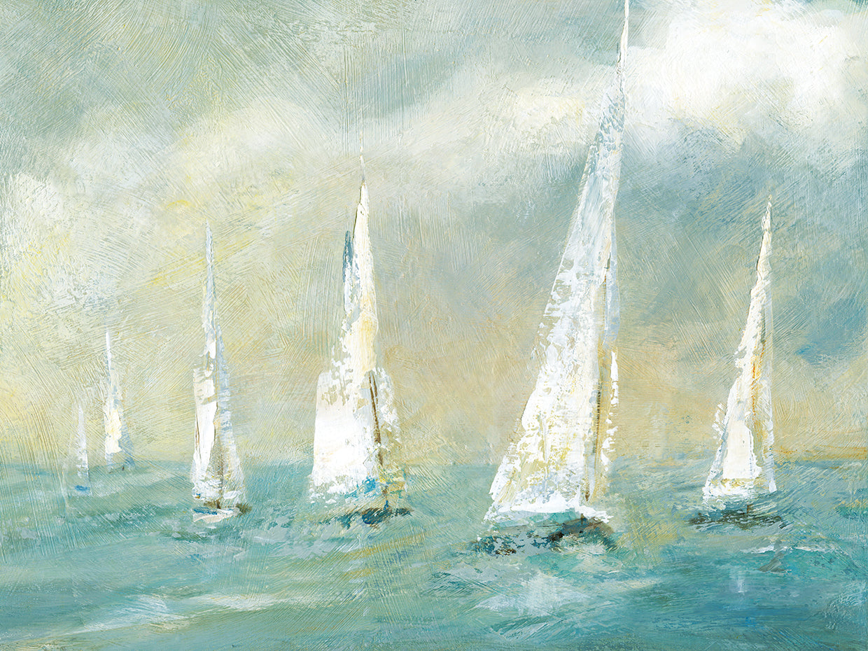 Ocean Breeze by Carol Robinson is a breezy and painterly coastal nautical painting printed on canvas or framed canvas