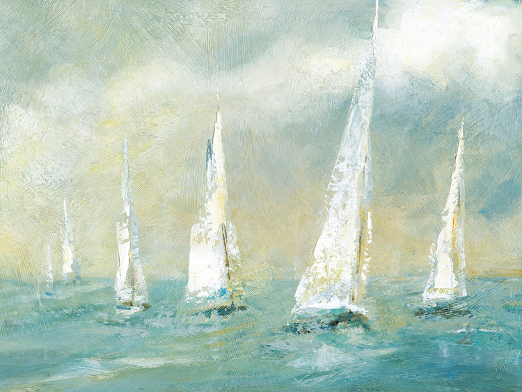 Ocean Breeze by Carol Robinson is a breezy and painterly coastal nautical painting printed on canvas or framed canvas