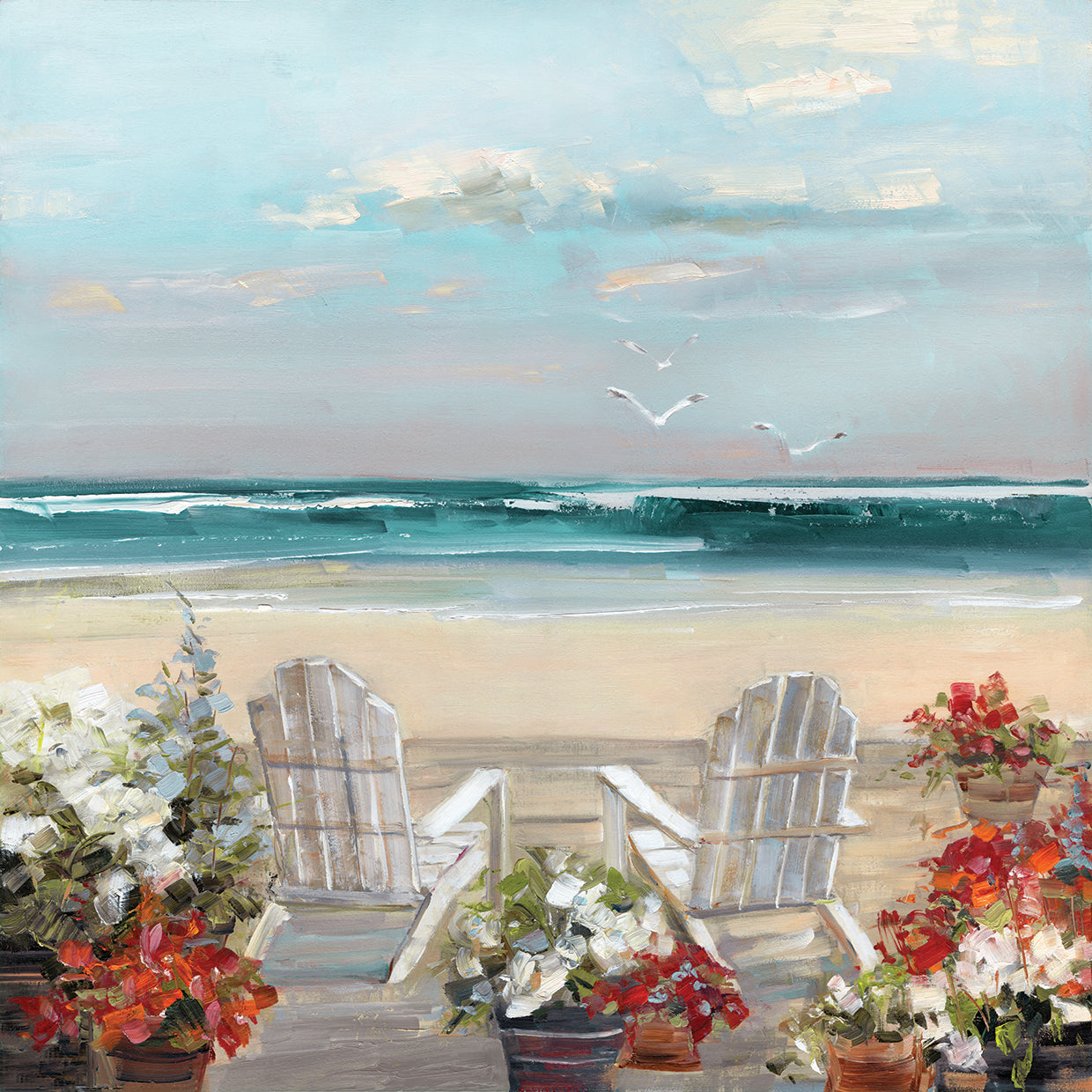 Summer Seabreeze by Sally Swatland - handcrafted wall art work on large canvas & framed canvas prints, made to order