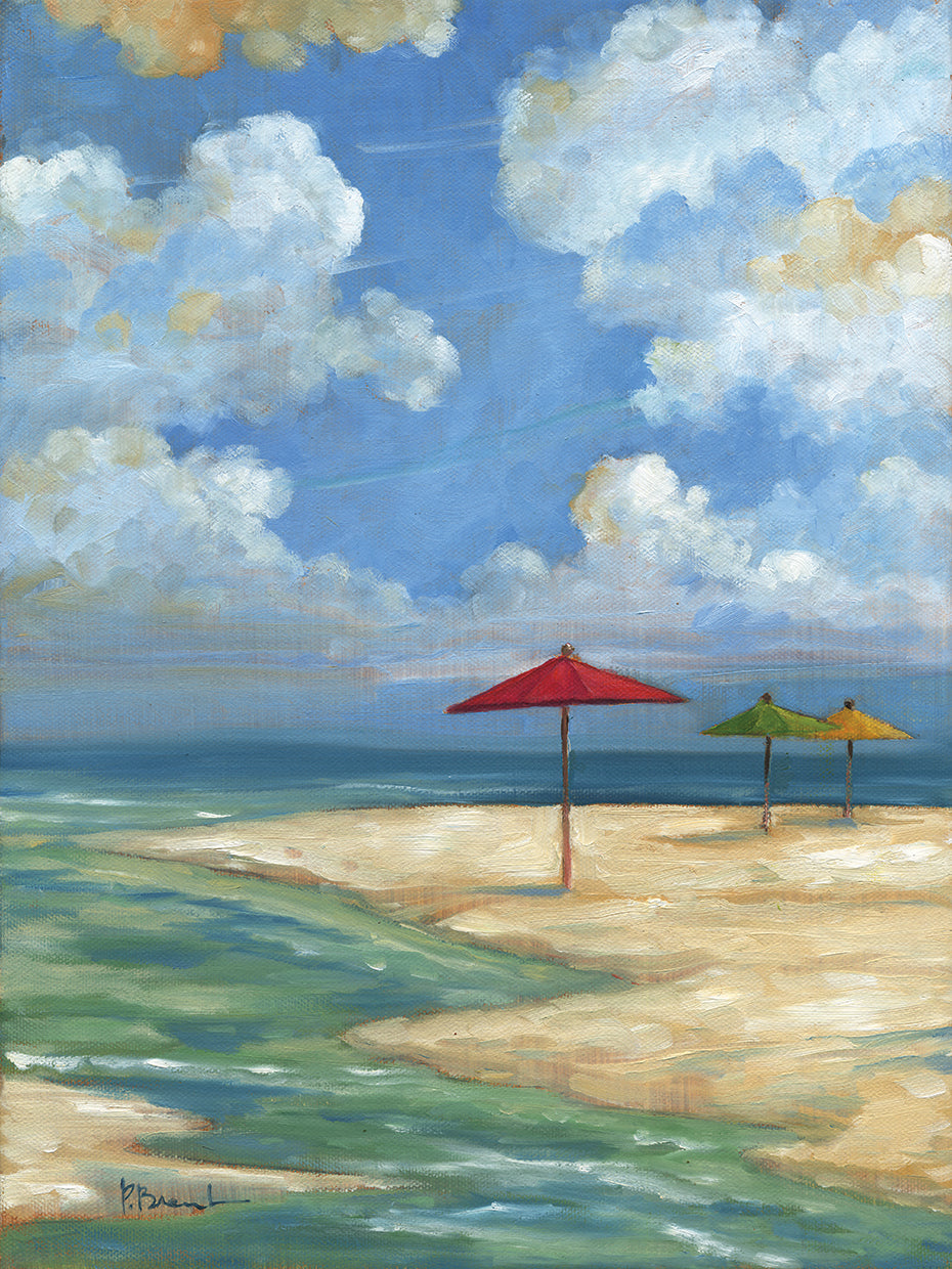 Umbella Beachscape by Paul Brent - best quality handcrafted wall art work on large canvas & framed canvas prints