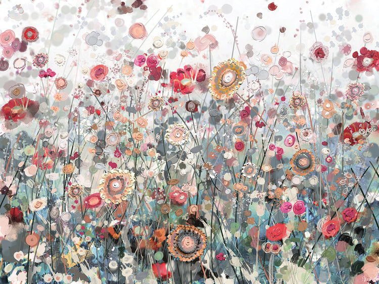 Wild &amp; Free by Studio Arts is a colorful and creative flower garden painting printed on canvas or framed canvas