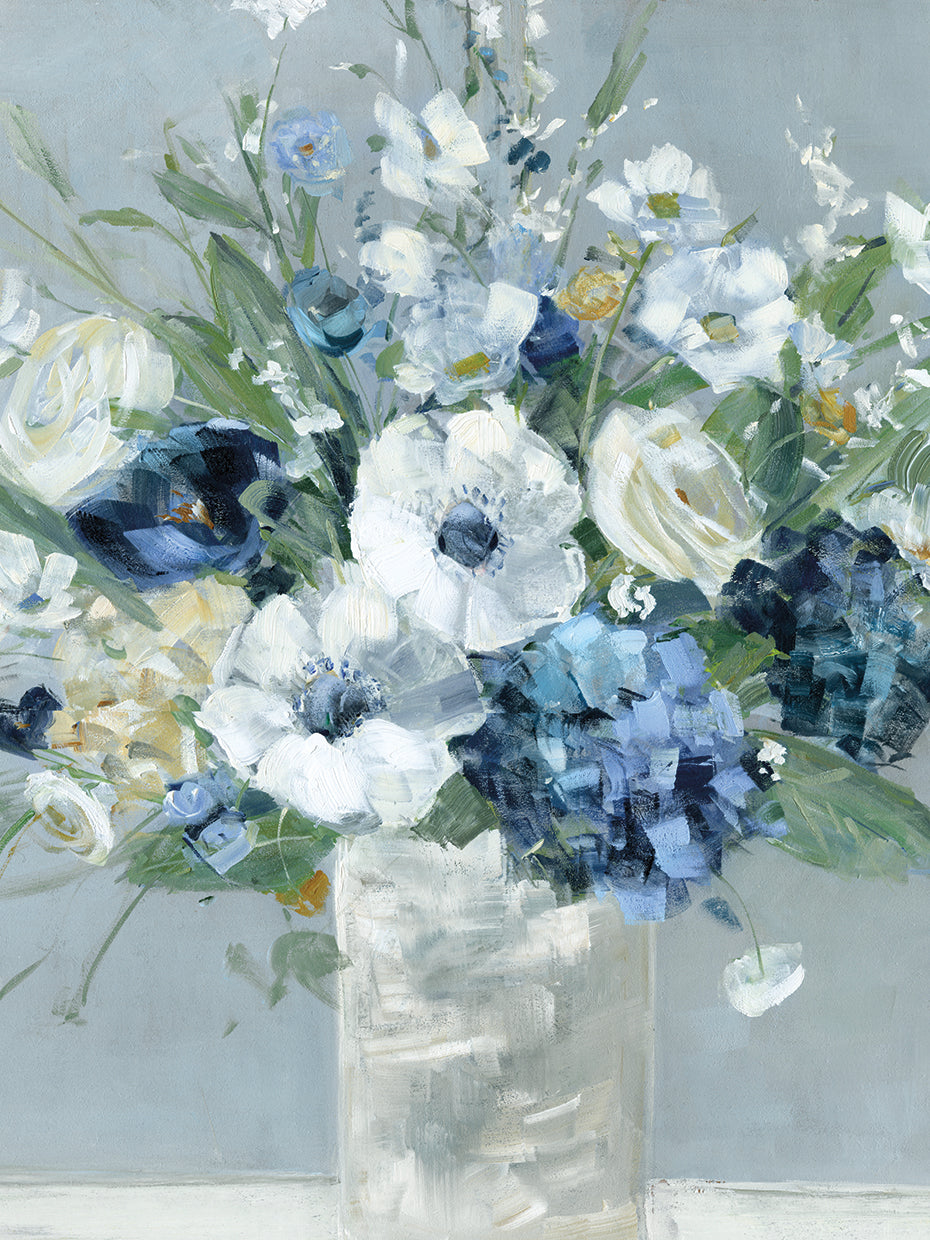 Be Happy Blue Crop by Sally Swatland - handcrafted wall art work on large canvas & framed canvas prints, made to order