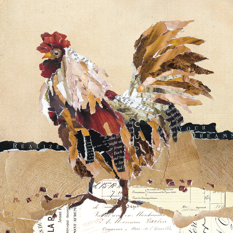 Country Rooster II by Carol Robinson - larger sizes handcrafted wall art work on large canvas & framed canvas prints