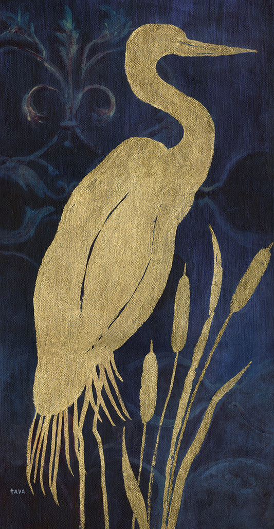 Egret on Indigo I Canvas Art