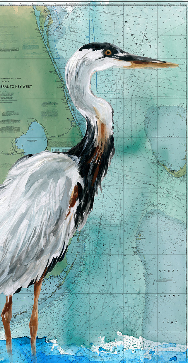 Key West Crane by Carol Robinson - handcrafted wall art work on large canvas & framed canvas prints, made to order