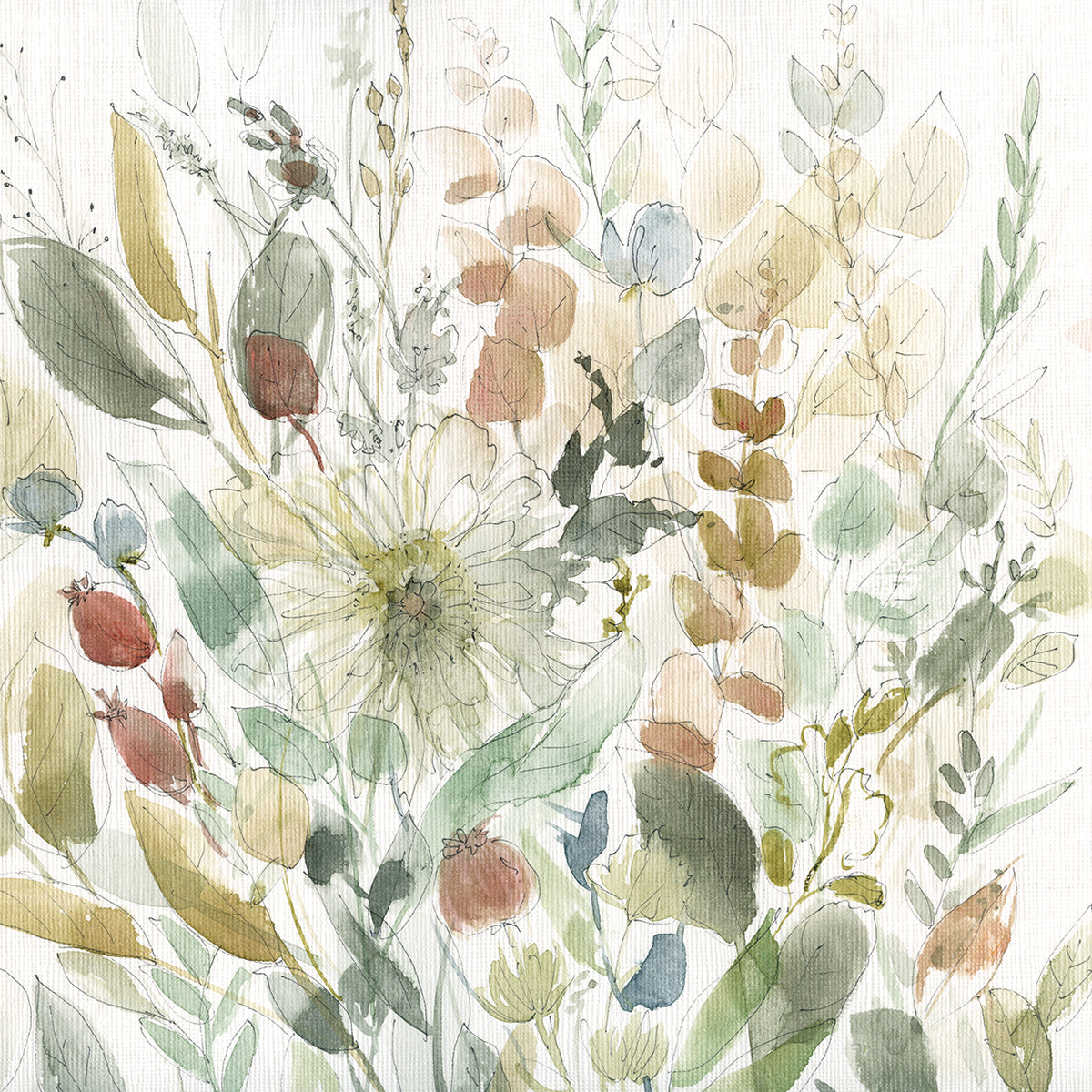 Linen Wildflower Garden by Carol Robinson - lowest price wall art work on large canvas & framed canvas prints